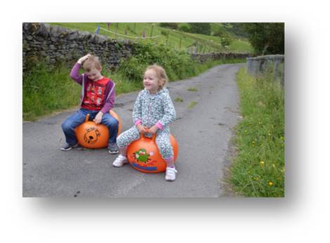 Adam and Emily raided the barn opposite for toys and games. Not sure if these were in the barn or amongst the thousands of toys we seem to have packed but they enjoyed the quiet lane to best effect