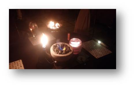 A photo of the fire pit at Natalie and Karl's where we enjoyed their amazing company and hospitality over Mexican food.