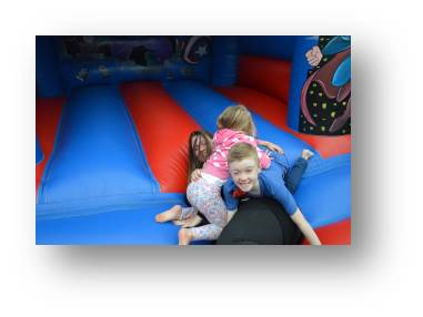 Adam's birthday was a little more aggressive with little boys thundering into each other inside a bouncy castle. No serious injuries though and lots of smiles.