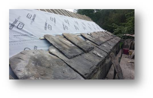 Now were happy everything is lined up, we can make a start on moving up the roof and adding courses as we go.