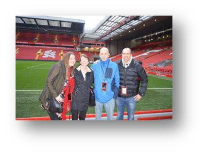 Rachel, Margaret, Gary and Rob on the Anfield Tour.