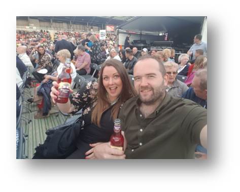 Settling into our seats at the Stadium in Leigh ready for Lionel to arrive.