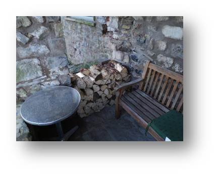 The rear seating area wood pile means we have a decent supply for the coming months