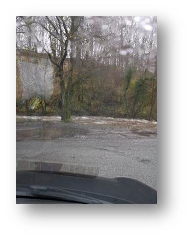 Keasden beck in full flow where the water reached to around a metre below the level of the road. Normally it is around 2 and a half metres lower. Thats a lot of water.
