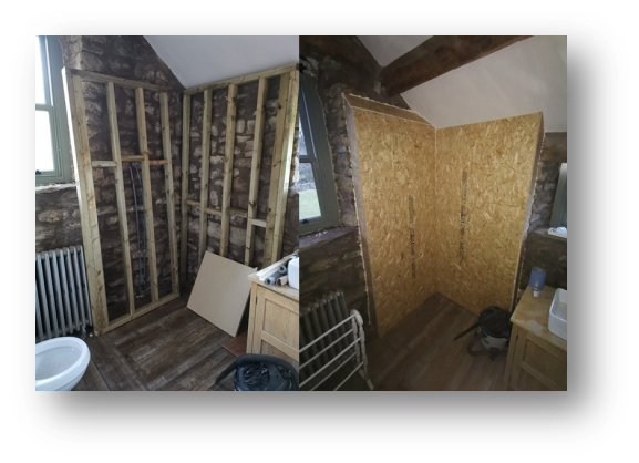 Image of the OSB and 3x2 shower enclosure.