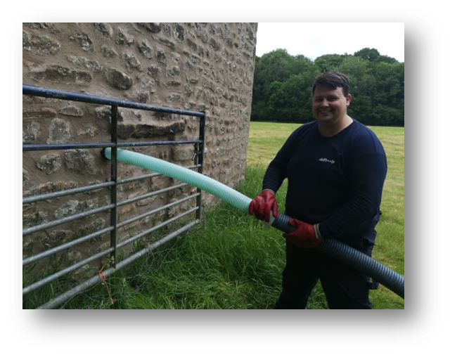 The drainage engineer from Shift**IT making short work of our tank waste.